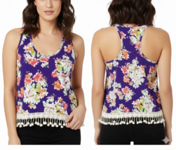 Arizona The Original Jeans Co. Disco Violet Women Sleeveless Fringe Top ... - $17.81
