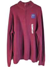 Croft &amp; Barrow Sweater Men Size 2XL Maroon Cotton Blend Mock Neck 1/4 Zipper NWT - £16.17 GBP