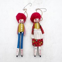 Vintage &quot;Raggedy Ann &amp; Andy&quot;  Handpainted Wooden Clothespin Christmas Ornaments - £19.65 GBP