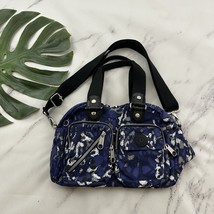 Kipling Vintage Y2k Shoulder Bag Purse Blue Black Nylon Zipper Pockets - $29.69