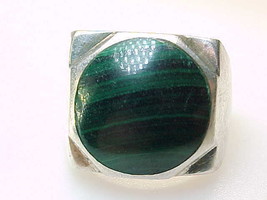 Genuine MALACHITE Vintage RING in Sterling Silver - Artisan made - Size ... - £71.68 GBP