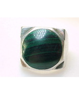 Genuine MALACHITE Vintage RING in Sterling Silver - Artisan made - Size ... - £72.17 GBP