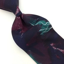 Ted Lapidus Tie Black Turquoise Brown Silk Abstract Art Necktie I20-239 Vintage - £12.65 GBP