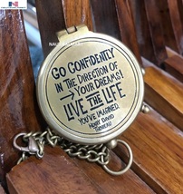 Antique Solid Brass Go Confidently Quote Engraved Compass  - £30.11 GBP