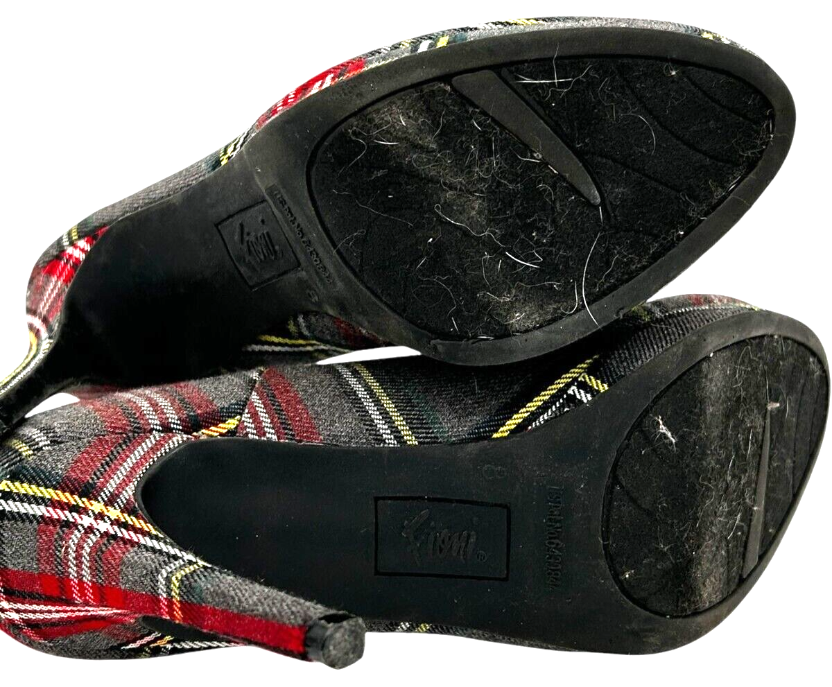 Fioni women's Grey/Yellow/Red/Black Plaid Platform Pumps 4 in. Stilettos size 8 Item image 9
