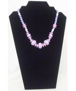 VINTAGE &#39;80&#39;s BEADED NECKLACE : PLASTIC BEADS - Lavender, Pink &amp; White - £1.56 GBP
