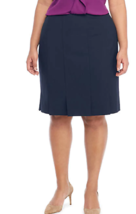  The Limited 24W  Blended Stretch Fabric  Lined Box Pleat Pencil Skirt Navy  - £14.27 GBP