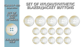 Set of Nylon/Synthetic Jacket Buttons 5L/10S Beige/White (ø20mm/15mm) GB... - £5.09 GBP