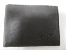 Coca-Cola Mens Small Leather Wallet Brown Stitching Embossed Script Logo - $17.57