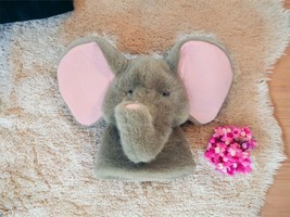 Dakin Elephant Puppet Plush Animal Zoo Friend Vintage 11” Nice! Gray Pink Ears - £14.63 GBP