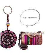 Tribal Peruvian Leather Purse / Bag / Handbag / Crossbody / Free Keychai... - $39.99