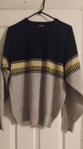 Ossi Skiwear ski Sweater Black Gray Yellow / Men’s size L Vintage - £30.85 GBP