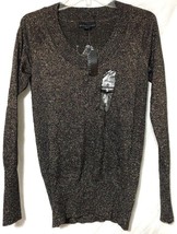 Attention Womens Black Gold Rayon Blend Pullover Sweater Size Small New - £7.79 GBP