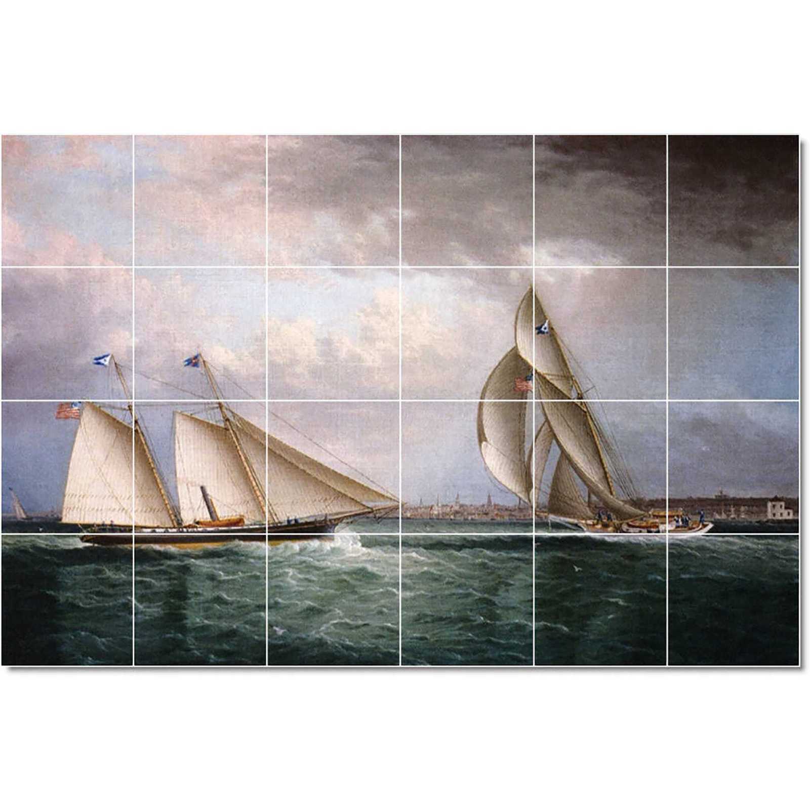 Buttersworth james the schooner triton and the sloop christine racing in newport harbor