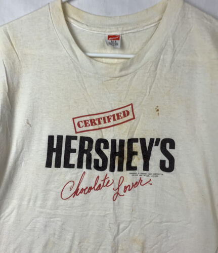 Primary image for Vintage Hershey Chocolate T Shirt Single Stitch Promo USA 70s 80s Medium Logo