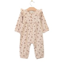 City Mouse Girls&#39; Flutter Sleeve Long Romper Fall Floral - $38.16 CAD