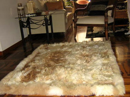 Soft light brown baby alpaca fur carpet, 90 x 60 cm/ 2&#39;95 x 1&#39;97 ft - £162.26 GBP