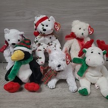 TY Beanie Babies Christmas Holiday Lot of 6 NWT Retired Stuffed Toy Plush - £15.69 GBP