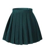 Women`s School Uniform High Waist Solid Pleated Skirts (2XL ,Dark green) - £18.98 GBP