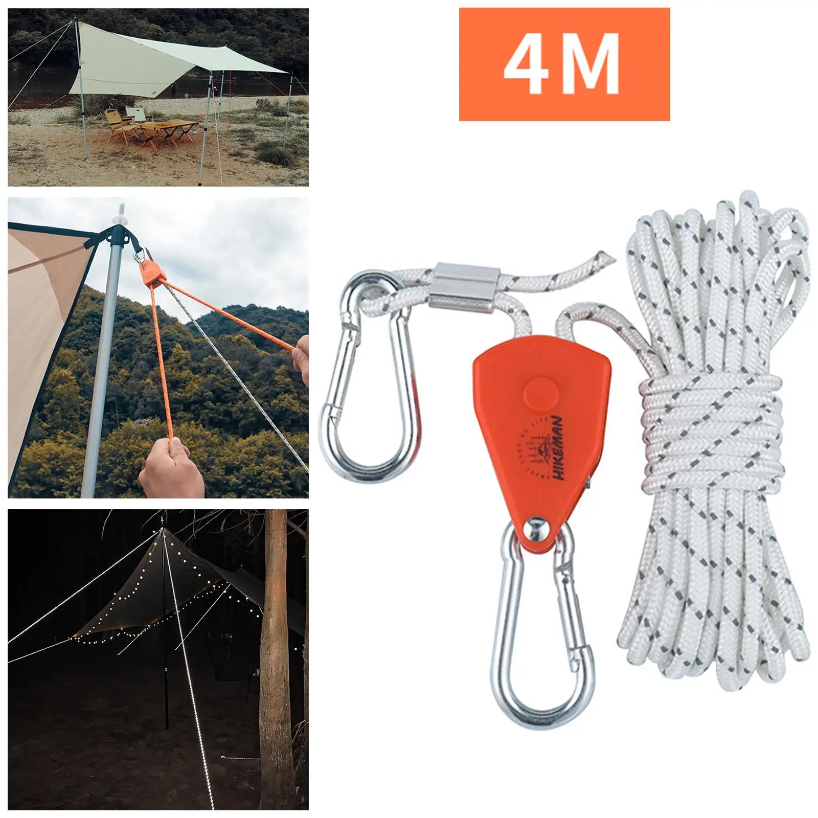 Sporting 4/5M Adjustable Pulley Ratchet Rope Hanger Fixed Buckle Wind Rope for O - £23.90 GBP