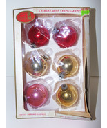 Vintage Lot of 6 Shiny Brite Christmas Tree Ornament Balls Red Gold Pink - $34.60