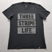 Adidas Shirt Mens Medium Black Short Sleeve Crew Neck Casual Three Strip... - €10,39 EUR