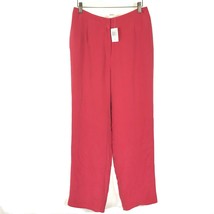 NWT Womens Size 8 Macy Style &amp; Co Zen Red High Waist Pure Silk Straight Leg Pant - £22.97 GBP