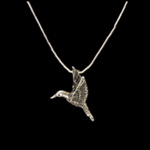 Sterling Silver Bird Pendant Necklace 15” Choker Chain Flying Bird Tube Chain - £13.31 GBP