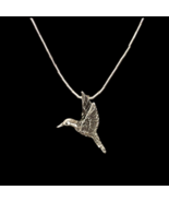 Sterling Silver Bird Pendant Necklace 15” Choker Chain Flying Bird Tube ... - £13.29 GBP