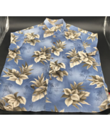 VTG Island Shores Hawaiian Palm Leaves &amp; Trees Blue Wood Button Shirt Sz XL - £10.99 GBP