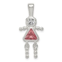 Sterling Silver Rhodium-plated CZ and June Glass Girl Pendant - £32.10 GBP