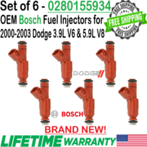 NEW OEM Bosch x6 Fuel Injectors for 2000-2003 Dodge 3.9L V6 &amp; 5.9L V8 02... - $356.39