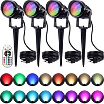 Rgb Outdoor Led Spotlight 12W Color Changing Landscape Lights With Remote Contro - £80.65 GBP