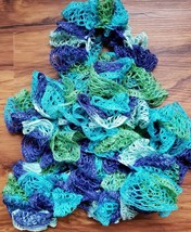 Handmade Lightweight ~ Sashay ~ Ruffled ~ Crocheted ~ Multicolor~ 72&quot; Long Scarf - £17.65 GBP