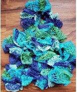 Handmade Lightweight ~ Sashay ~ Ruffled ~ Crocheted ~ Multicolor~ 72&quot; Lo... - $432.02 MXN