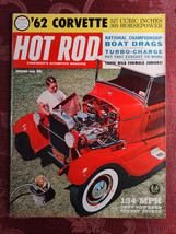 Rare HOT ROD Car Magazine January 1962 62 Corvette Road Test Drag Races - $21.60