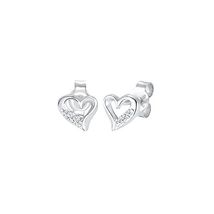 Diamore Women's 925Silver Earrings Heart Rhodium Plated Diamond White Ro... - $257.00