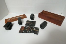 Hand Crafted Wooden Dominoes With Bamboo Spacers 28 Count Custom Storage... - £18.76 GBP