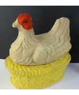Antique Paper Mache Large Chicken Hen On Nest Candy Basket Drake Process - £55.93 GBP