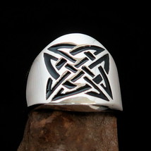 Excellent crafted Men&#39;s Ring black Celtic Knot Cross in Circle - Sterling Silver - £49.98 GBP