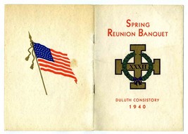 Duluth Consistory 1940 Spring Reunion Banquet Menu and Program Masons - $34.61