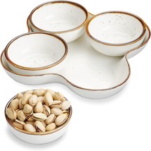 Onemore Chip And Dip Serving Set, 8.5 Inch Speckled Ceramic Divided Serving - £30.86 GBP