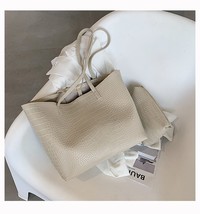 2 Sets Women&#39;s Stone Pattern Handbag Soft Pu Leather Tote Bag for Women 2021 New - £46.99 GBP