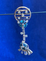 Vtg Art Deco Gold Filled Pin / Pendant Combo Fashion Jewelry Blue Rhinestone - £63.26 GBP
