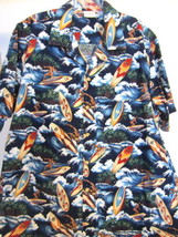 Authentic Made HAWAII SURFING SURF BOARD Tiki Aloha Tropical Cotton Shir... - $36.99
