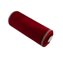 Vintage Bolster Pillow, Classic, Red Wine Velvet,  Pipping, 6x16&quot; - £42.55 GBP