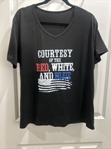 4th Of July Ladies&#39; V-Neck 1XL  T-shirt, Courtesy Of The Red, White And ... - $222.58 MXN