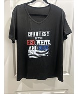 4th Of July Ladies&#39; V-Neck 1XL  T-shirt, Courtesy Of The Red, White And ... - $16.39 CAD