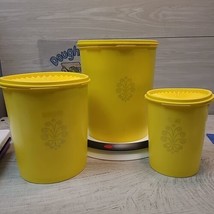 Vintage Set Of 3 Tupperware Yellow Servalier Canister Set With Lids 1339... - £15.97 GBP