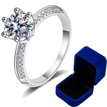 100% Real Moissanite Engagement Rings 1CT 2CT Brilliant Diamond Ring Sterling Si - £69.84 GBP